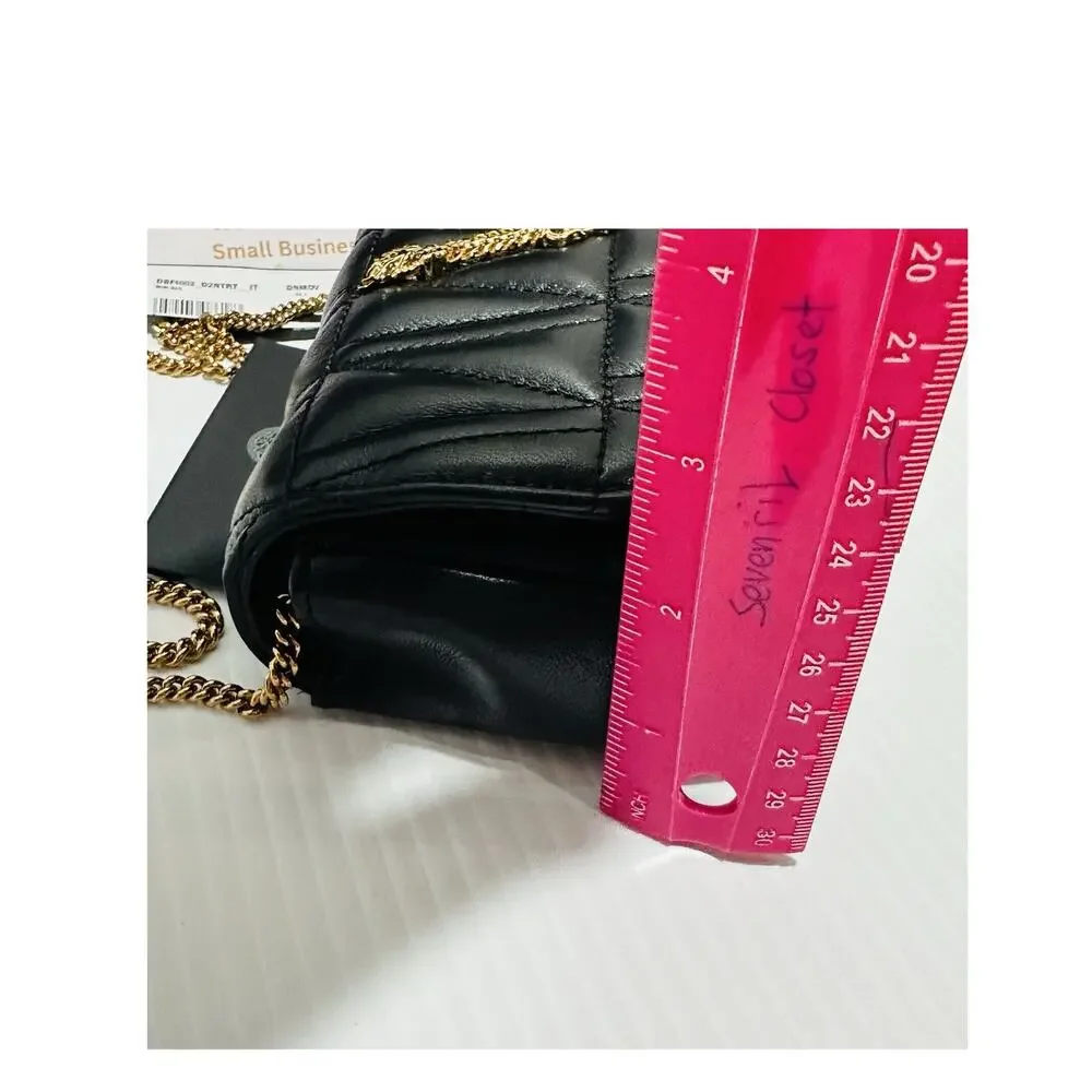 Versace Black Quilted Shoulder Bag with Gold Chain V